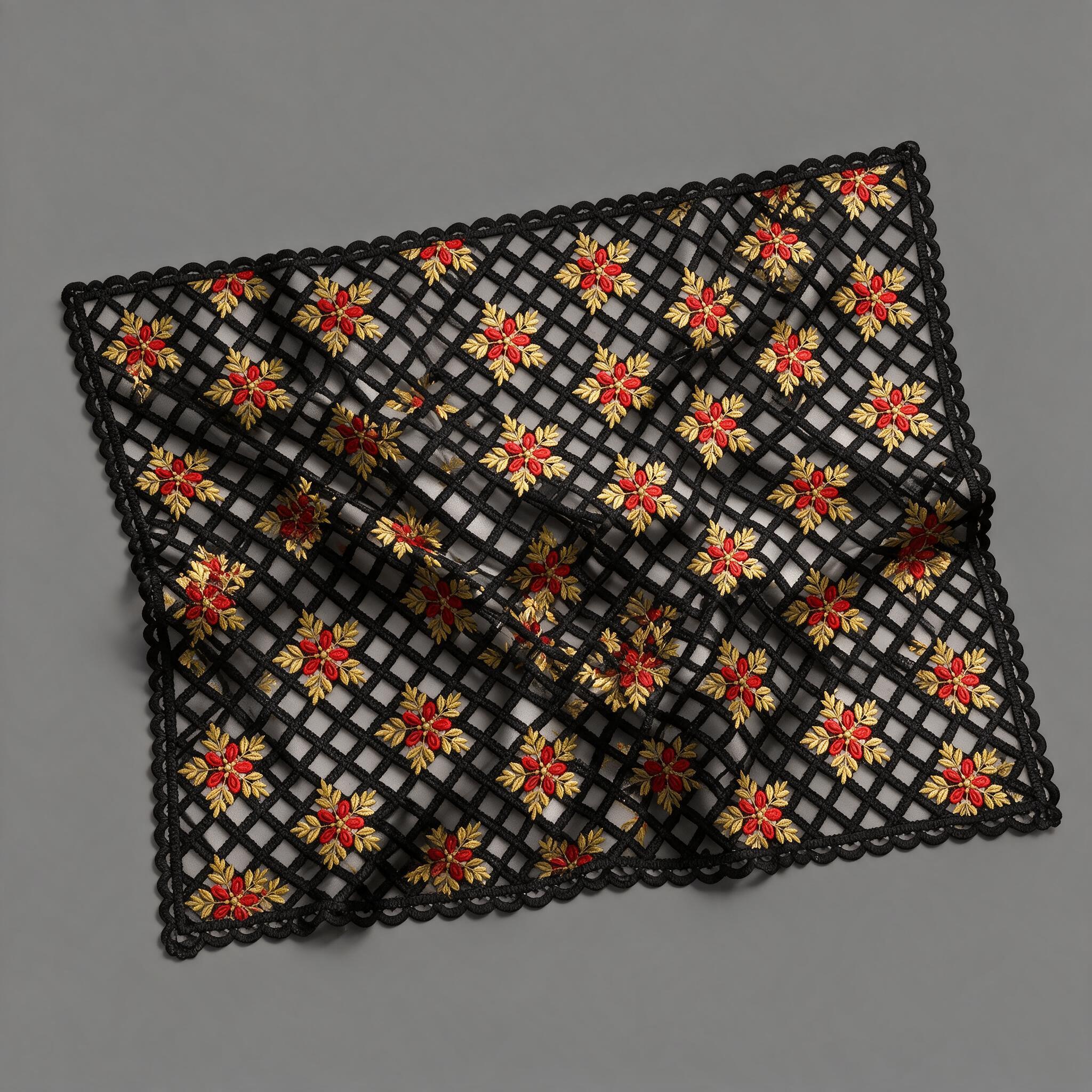 black, mustard and red